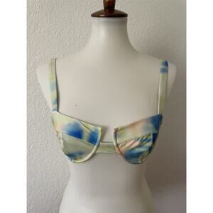 Aila Blue Swim Bikini Top Swimwear Acid Tie Dye Print Beach Summer